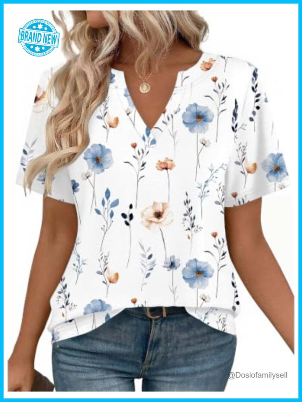 Zeagoo Womens Short Sleeve V Neck Tunic Top High Low Hem Casual Blouse